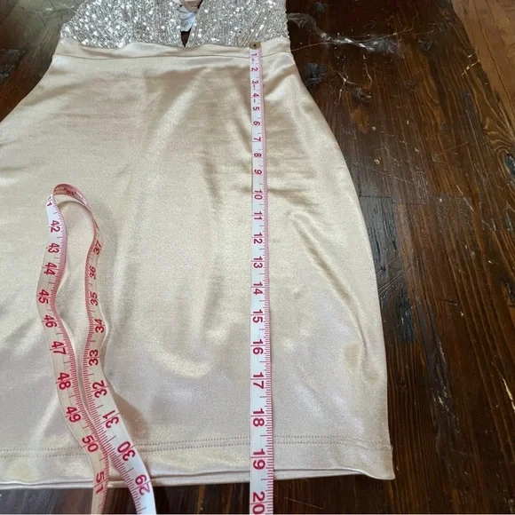 NWT Windsor Champagne Sequin Bodycon Dress Plunge Neckline Sleeveless Size M - Picture 7 of 9
